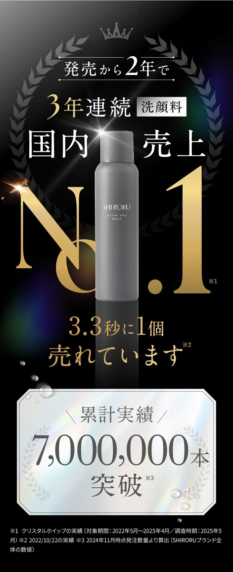 公式】SHIRORU「クリスタルホイップ ブラック」高濃度炭酸泡洗顔」